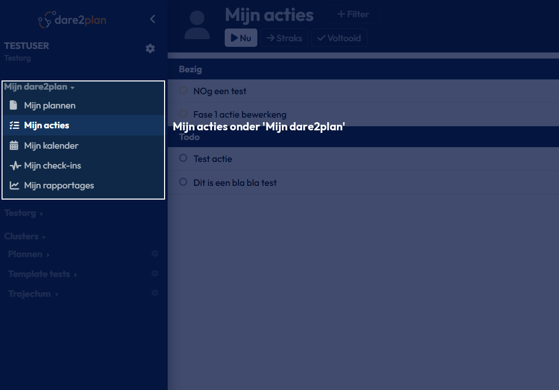 Mijn acties overzicht